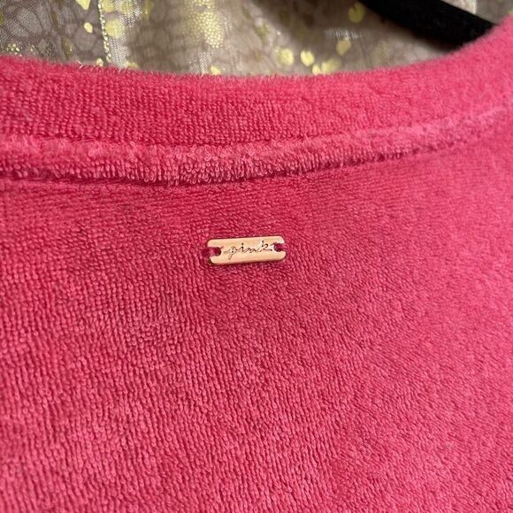 PINK Victorias Secret Hot Pink Terry Ruched Side Tie Dress, XL - Picture 5 of 9